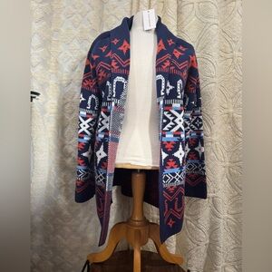 Lucky Brand Multicolor Geometric western  Cardigan small & medium cotton ⭐️NWT